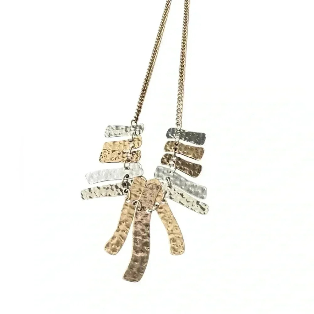NWOT SILVER AND GOLD DISTRESSED NECKLACE - Picture 2 of 2